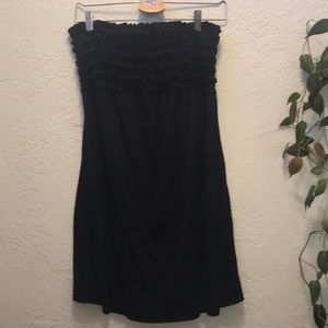 Black Strapless Ruffled Bandeau Dress / Coverup